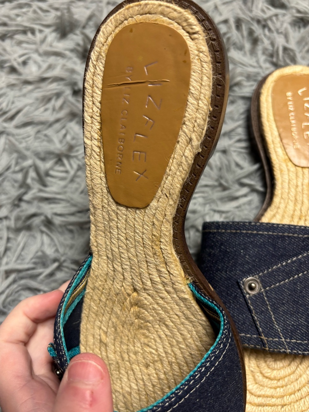 Lizflex by Liz Claiborne “Oceania” Denim Slide Sandals - Picture 11 of 15